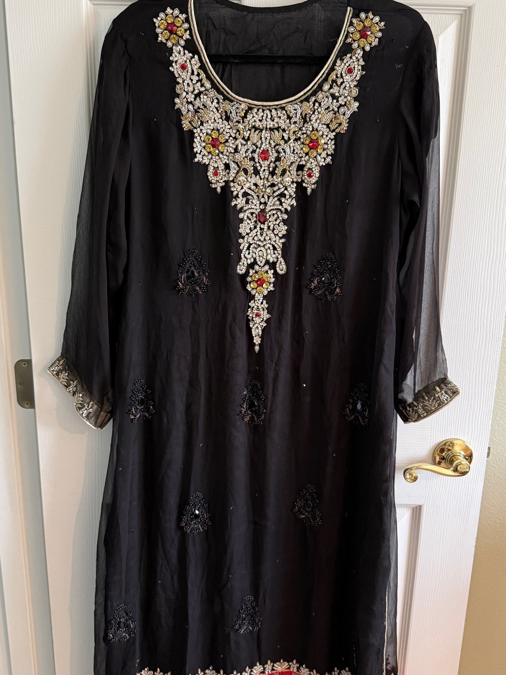 Formal Outfit Size XL (Black & red, Heavily Embellished)